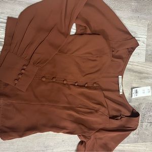 Abercrombie Long-Sleeve Button-Through V-Neck Top